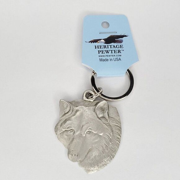 NEW Pewter Wolf Key Chain American Heritage - Picture 2 of 3